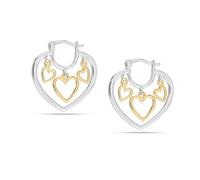 LeCalla 925 Sterling Silver Hoop Earrings for Women | 14K Rose-Gold Plated Two-Tone Heart Hoop Earring 23MM