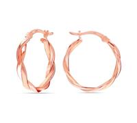 LeCalla 925 Sterling Silver Hoop Earrings for Women | Lightweight 14K Rose-Gold Plated Round Twisted Hoop Earrings | Infinity Click-Top Sleeper Earring Hoops 22MM
