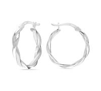 LeCalla 925 Sterling Silver Hoop Earrings for Women | Lightweight Round Twisted Hoop Earrings | Infinity Click-Top Sleeper Earring Hoops 22MM