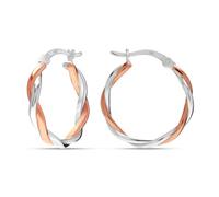 LeCalla 925 Sterling Silver Hoop Earrings for Women | Lightweight Two-Tone Round Twisted Hoop Earrings | Infinity Click-Top Sleeper Earring Hoops 22MM