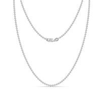 LeCalla 925 Sterling Silver Italian 2mm Diamond-Cut Bead Ball Strand Chain Necklace for Women 18 Inches, Made in Italy