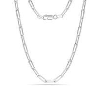LeCalla 925 Sterling Silver Italian 4.5 MM Diamond-Cut PaperClip Link Chain Necklace for Women 18 Inches
