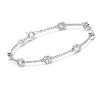 LeCalla 925 Sterling Silver Jewelry Classic Minimalist Cubic Zirconia Cable Chain Bracelet | Bezel-Set CZ Station Bracelet for Women with Lobster Claw Clasp 7.5 Inches