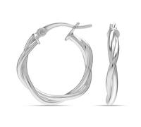 LeCalla 925 Sterling Silver Jewelry Classic Twisted Hoops Earrings Lightweight Italian Twist SMALL Click-Top Hoop Earring for Women Teen 22 MM