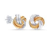 LeCalla 925 Sterling Silver Love Knot Stud Earrings for Women | Two-Tone Italian Design Interlaced Love-Knot Earring 12MM
