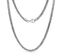LeCalla 925 Sterling Silver Necklace Italian 4 MM Round Handmade Classic Antique Byzantine Link Chain Necklace for Women with Lobster Claw Clasp 18 Inches, Made in Italy
