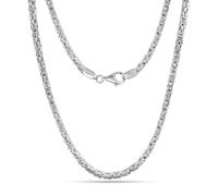 LeCalla 925 Sterling Silver Necklace Italian 4 MM Square Handmade Classic Byzantine Link Chain Necklace for Men with Lobster Claw Clasp 22 Inches, Made in Italy