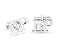 LeCalla 925 Sterling Silver Personalized Custom Monogrammed Cufflinks for Men Initial Name Cufflinks for Father Grandfather Brother Birthday Gift for Husband