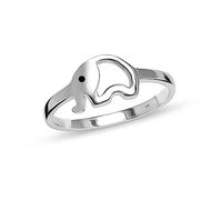 LeCalla 925 Sterling Silver Ring Openwork Lovely Elephant Eternity Band Stackable Rings for Women Minimalist Jewelry Engagement Rings for Women (Size - 6 No.)