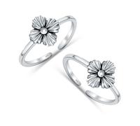 LeCalla 925 Sterling Silver Toe Rings for Women | Minimalist Open Adjustable Antique Flower Toe Rings | Women's Handmade Cuff Toe Ring Summer Beach Foot Jewelry