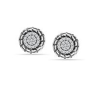 LeCalla Antique 925 Sterling Silver Stud Earrings for Men | Classic Round Cubic Zirconia Micro Pave CZ Stud Earrings 15MM
