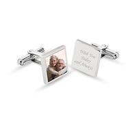 LeCalla Custom Photo Cufflinks for Men Customized Message Personalized Square Cufflinks Memorial Gifts for Groom Father Brother Friend Gift for Husband