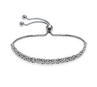LeCalla Italian 925 Sterling Silver 6mm Byzantine Bracelets for Women | Adjustable Rhodium-Plated Byzantine Bolo Link Chain Bracelet