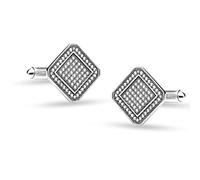 LeCalla Men's 925 Sterling Silver Square Cufflinks with Micro Pave Set White CZ Cufflink for Dad Father Grand-Father