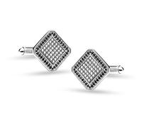 LeCalla Men's 925 Sterling Silver Square Cufflinks with Micro Pave Set White CZ Cufflinks for Dad Father Grand-Father