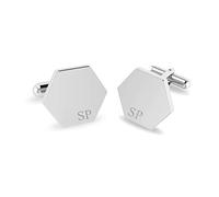 LeCalla Personalized Cufflinks for Groom Custom Engraved Alphabet Initial Hexagon Cufflinks for Men Birthday Business Marriage Gift for Husband