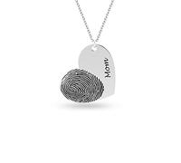 LeCalla Personalized Customized Actual Fingerprint Engraved Memorial Necklace for Women Teen | Gift for Mother's Day for Mum, Wife, Her UK | Sterling Silver Jewellery