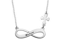LeCalla Personalized Customized Engraved Name Infinity Pendant Necklace for Women | Gift for Mother's Day for Mum, Wife, Her UK | Sterling Silver Jewellery
