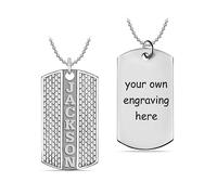 LeCalla Personalized Dog Tag Customized Embossed Name Tread Pattern Dog Tag Pendant Necklace for Men and Women | Gift for Boyfriend, Girlfriend, Birthday, Christmas Gift