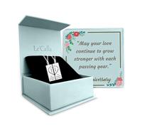LeCalla Personalized Name and Message Necklace with Customized Message Gift Box | Eternal Bond Double Bar with Double Heart Charm Necklace for Women
