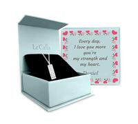 LeCalla Personalized Name and Message Necklace with Customized Message Gift Box | Eternal Bond Double Bar Charm Necklace for Women |Customized Jewelry Gift for friends, Besties, Fiances and Velentine