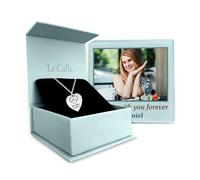 LeCalla Personalized Name and Message Necklace with Customized Photo Gift Box | Eternal Bond Double Heart Charm Necklace for Women |Customized Jewelry Gift for friends, Besties, Fiances and Velentine