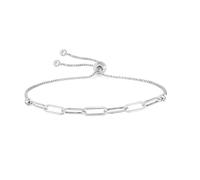 LeCalla Pure 925 Sterling Silver Italian Paperclip Link Chain Bracelets | Gold Over Silver Paper-Clip Link Station Bracelet | Sliding Bolo Bracelet for Women