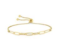 LeCalla Pure 925 Sterling Silver Italian Paperclip Link Chain Bracelets | Gold Over Silver Paper-Clip Link Station Bracelet | Sliding Bolo Bracelet for Women