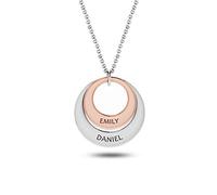 LeCalla s Day Gifts Personalized Name Necklace Engraved Couple Name Double Ring Charm Gift For Women | Gift for Mother's Day for Mum, Wife, Her UK | Sterling Silver Jewellery