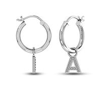 LeCalla Signature Personalized Customized 925 Sterling Silver Engraved Initial Click-Top Hoop Earrings for Women Teen | Gift for Mother's Day for Mum, Wife, Her UK | Sterling Silver Jewellery