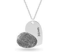 LeCalla Signature Personalized Customized Actual Fingerprint Engraved Memorial Necklace for Women Teen