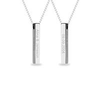 LeCalla Signature Personalized Customized Engraved Name, Message, Date, Location, Promise Bar Necklace for Men Women