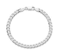 LeCalla Solid 925 Sterling Silver Curb Chain Bracelet for Men | Italian 6mm Diamond Cut Cuban Link Chain Bracelet 9 Inches | Jewellery Gift for Fathers Day