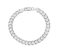 LeCalla Solid 925 Sterling Silver Curb Chain Bracelets for Men | Italian 6.5mm Diamond-Cut Cuban Link Curb Chain Bracelet 8 Inches