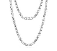 LeCalla Solid 925 Sterling Silver Curb Chain Necklace for Men | Italian 6mm Diamond-Cut Cuban Link Chain Necklace 22 Inches
