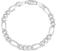 LeCalla Solid 925 Sterling Silver Figaro Chain Bracelet for Men | Italian 4mm Diamond-Cut Figaro Link Chain Bracelets 8.5 Inches