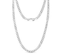 LeCalla Solid 925 Sterling Silver Italian 3.8mm Diamond Cut Cuban Link Curb Chain Necklace for Men and Women 20 Inches