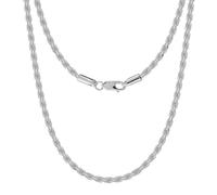 LeCalla Solid 925 Sterling Silver Italian 3 MM Diamond-Cut Twisted Braided Rope Chain Necklace for Men and Women 26 Inches