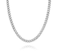 LeCalla Solid 925 Sterling Silver Italian 6.5mm Diamond Cut Cuban Link Curb Chain Necklace for Men 20 Inches