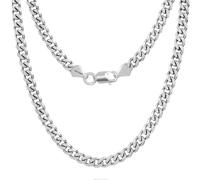 LeCalla Solid 925 Sterling Silver Italian 6.5mm Diamond Cut Cuban Link Curb Chain Necklace for Men 22 Inches