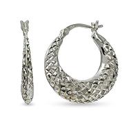 LeCalla Sterling Silver Hoop Earrings for Women Diamond-Cut Silver Hoop Earrings Hypoallergenic Round Circle Lightweight Hoop Earrings for Women - 25mm