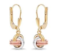 LeCalla Sterling Silver Love Knot Dangle Earrings Jewelry Lightweight Three-Tone Love-Knot Leverback Drop Earrings for Women - 26MM