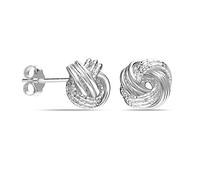 LeCalla Sterling Silver Love Knot Stud Earrings Jewelry Lightweight Italian Design Interlaced Love-Knot Earring for Women - 9mm