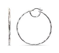 LeCalla Sterling Silver Rhodium Plated Statement Earring 80mm Italian Large Hoop for Women