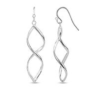 LeCalla Sterling Silver Twisted Drop Earring | 925 Silver Dangle Earrings | Lightweight Ear-Wire Figure Eight Dangle Earring for Women - 50mm