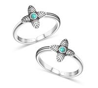 LeCalla Toe Rings for Women | 925 Sterling Silver Open Adjustable Turquoise Floral Toe-Rings | Women's Gemstone Toe Ring Foot Jewelry