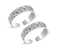 LeCalla Toe Rings for Women | Oxidised 925 Sterling Silver 3D V-Design Toe Ring | Hypoallergenic Adjustable Open Rings for Women | Women's Indian Toe Ring Foot Jewelry for Summer