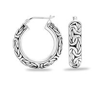 LeCalla Valentines Day Jewelry Byzantine Earrings for Women 925 Sterling Silver Byzantine Earrings Click Top Thick Hoop Earrings for Women