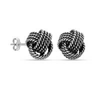 LeCalla Women's 925 Sterling Silver Antique Love Knot Earrings | Twisted Love Knot Stud Earrings for Women 10MM