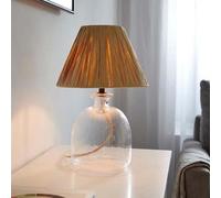 lecce natural raffia shade table lamp with clear glass base